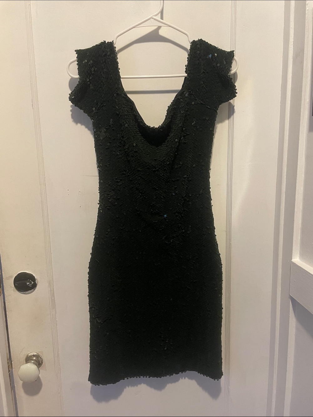 Dark green sequin cocktail dress